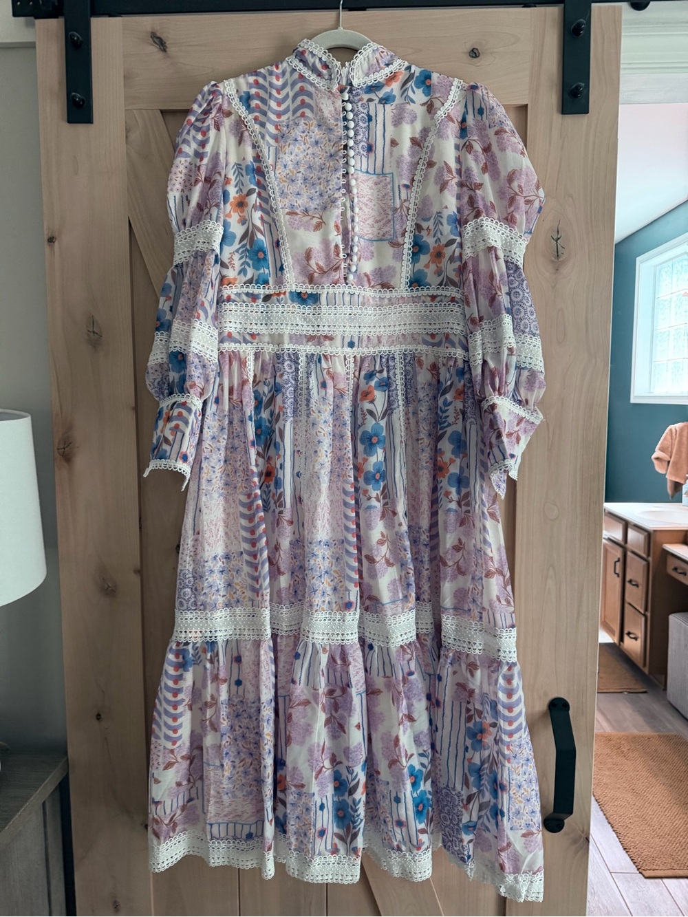 Julia MacRae Floral Lace-Trim Dress Top